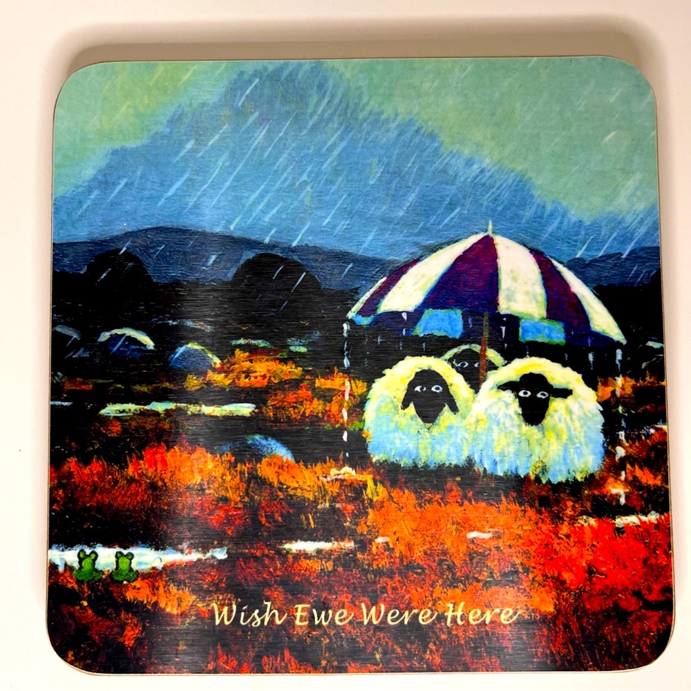 Wish Ewe Were Here Castle Melamine Trivet UK Sheep